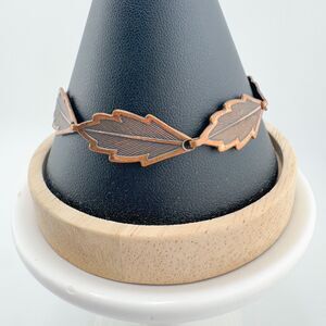 1960s Vintage Copper Leaf Link Bracelet Nature Fall Boho Southwestern Retro